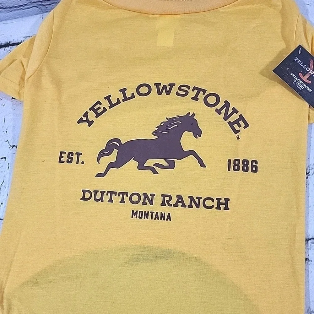 Yellowstone Pet‎ Apparel Dutton Ranch Dog T-Shirt Yellow Size XL New NWT